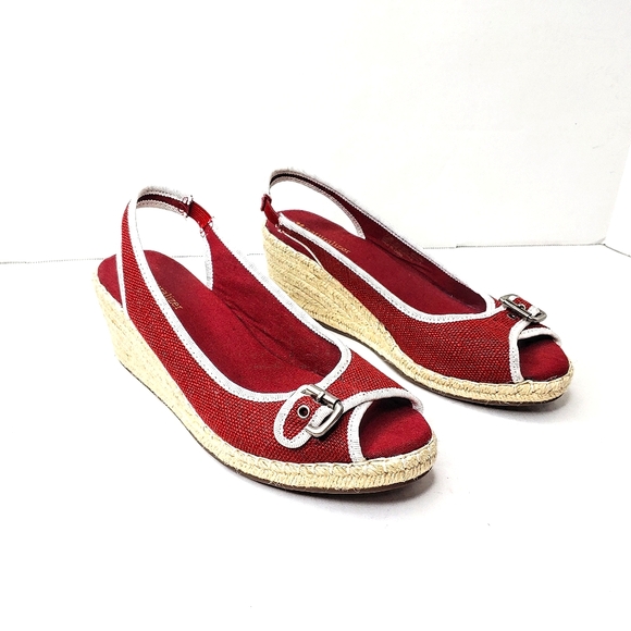 Naturalizer Sherene wedge espadrille sandals. Dark red/maroon. 7.5 M - Picture 1 of 12